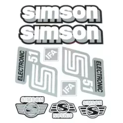 Matrica, ELECTRONIC, ezüst, 2 típus, SIMSON, S51, készlet