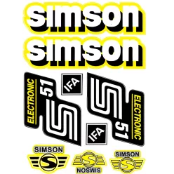 Matrica, ELECTRONIC, sárga, SIMSON, S51, készlet