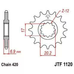   Szekunder hajtás (első lánckerék), JT 13T 1120, MINARELLI, AM6