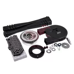   Szekunder hajtás készlet, lánc, lánckerekek, láncvédő, hardy tárcsa, csavarok, alátétek, Simson S51, S70, S53, S83