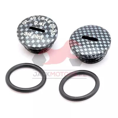 Set: 2x Verschlussschraube Getriebedeckel, Alu in Carbonstyle mit O-Ringen