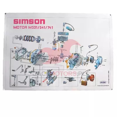 Explosionsdarstellung Farbposter Simson S51 (72 x 50cm)