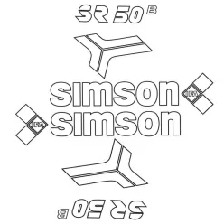Matrica, SIMSON, SR50, fehér készlet, HGR