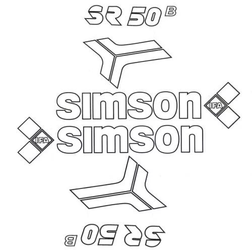 Matrica, SIMSON, SR50, fehér készlet, HGR