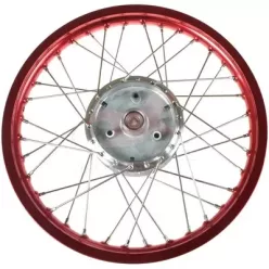   Komplett küllős kerék 1,6 x 16" Alufelni piros eloxált-rozsdamentes küllők, Simson, S50, S51, KR51 Schwalbe, SR4