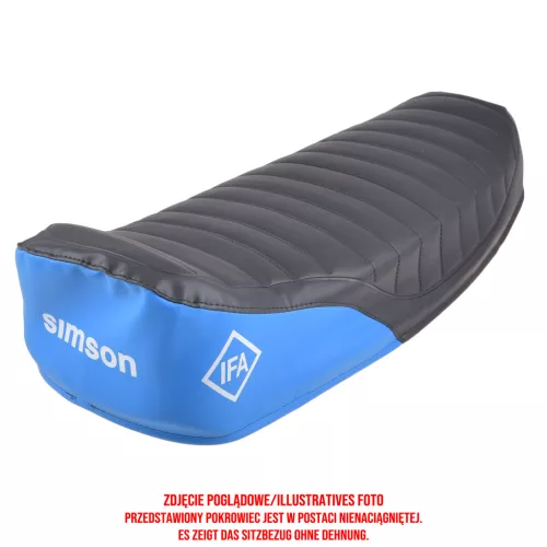 Üléshuzat bordázott, fekete/kék Enduro üléshez Simson-felirattal - Simson, S50, S51, S70 Enduro