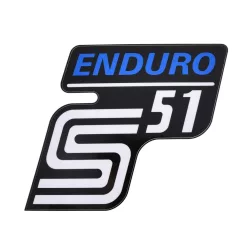 Matrica, oldalburkolat, "S51 ENDURO" - kék