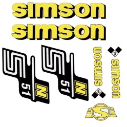 Matrica, sárga, SIMSON, S51N, készlet magyar