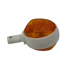   Irányjelző kormányvégbe, E-jeles, ovális, fehér, narancssárga búrával, Simson KR51, SR4-2, SR4-3, SR4-4, MZ ES 175, ES 175/2