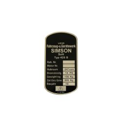 Típustábla, 425s, Simson AWO 425T