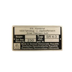 Típustábla típustábla, Sr4-3, Simson SR4-3