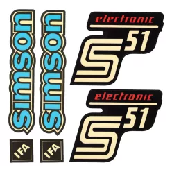   Matrica, burkolat és tank, S51 ELECTRONIC, IFA, kék/piros, RETRO PREMIUM készlet