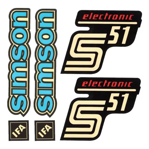 Matrica, burkolat és tank, S51 ELECTRONIC, IFA, kék/piros, RETRO PREMIUM készlet