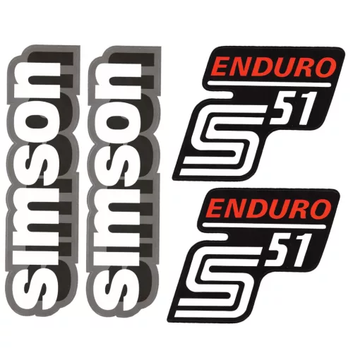 Matrica, burkolat és tank, S51 ENDURO, szürke/fehér/piros, PREMIUM készlet