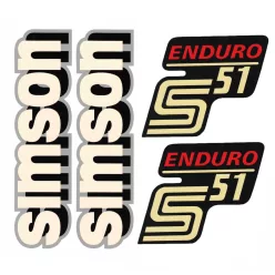   Matrica, burkolat és tank, S51 ENDURO, piros, RETRO WATER PREMIUM készlet
