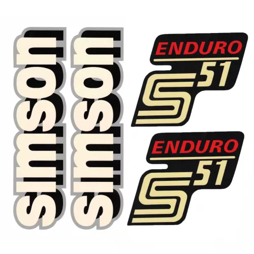 Matrica, burkolat és tank, S51 ENDURO, piros, RETRO WATER PREMIUM készlet