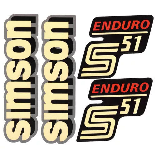 Matrica, burkolat és tank, S51 ENDURO, piros, RETRO PREMIUM készlet