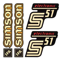  Matrica, burkolat és tank, S51 ELECTRONIC, IFA, sárga/piros, RETRO PREMIUM készlet