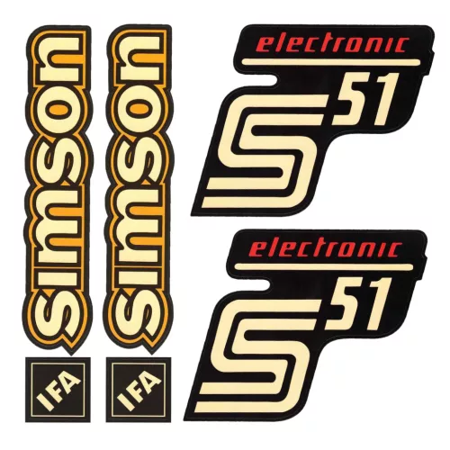 Matrica, burkolat és tank, S51 ELECTRONIC, IFA, sárga/piros, RETRO PREMIUM készlet
