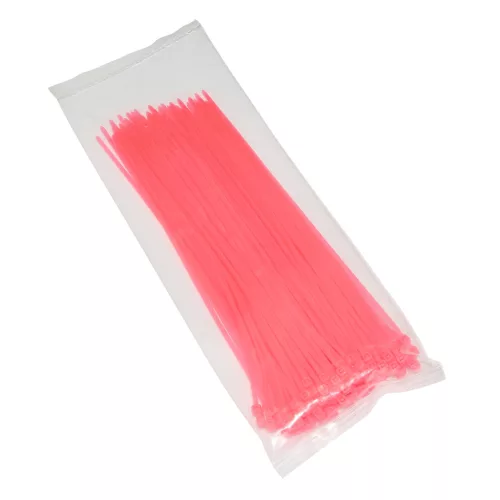Kábelkötegelő, P2R, nylon, 2,5x200mm, rózsaszín fluo készlet
