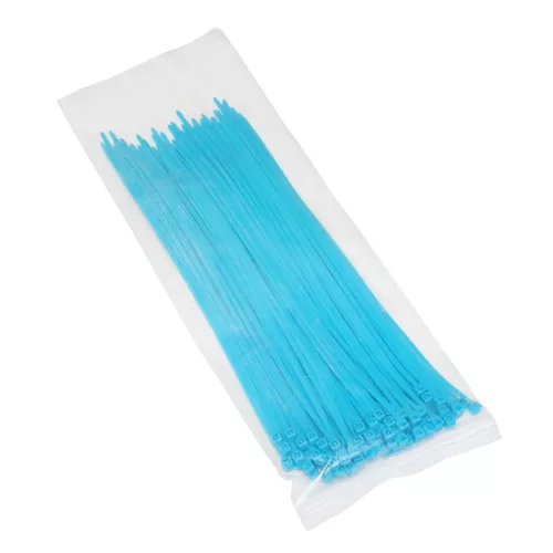 Kábelkötegelő, P2R, nylon, 2,5x200mm, kék fluo készlet