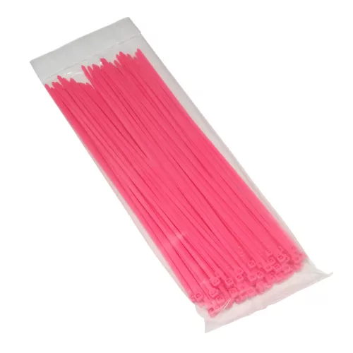 Kábelkötegelő, P2R, nylon, 3,6x250mm, rózsaszín fluo készlet