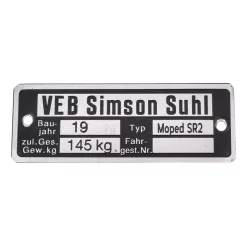Adattábla, SIMSON SR2 PL