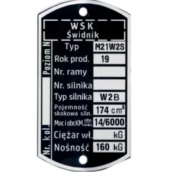 Adattábla, WSK 175 M21W2S (W2B ENGINE) PL
