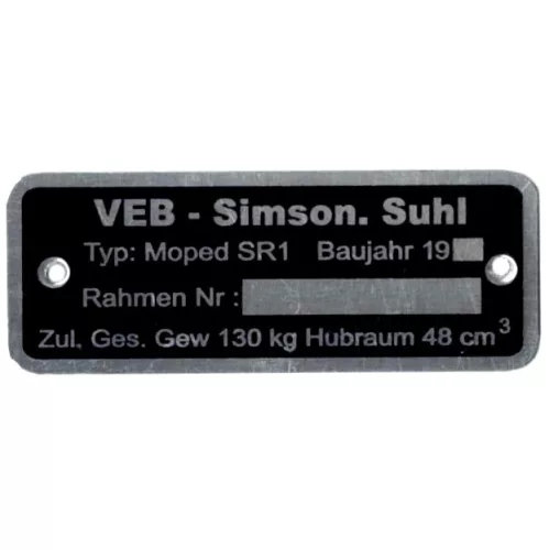 Adattábla, SIMSON SR1 PL