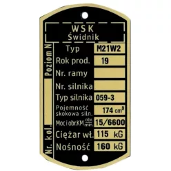Adattábla, WSK 175 M21W2 DUDEK (059-3 ENGINE) PL
