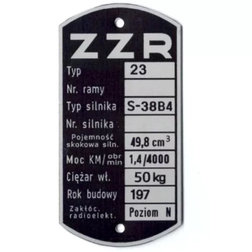 Adattábla, ROMET KOMAR 2328 (S-38B4 ENGINE) PL