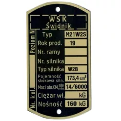 Adattábla, WSK 175 M21W2S DUDEK (W2B ENGINE) PL