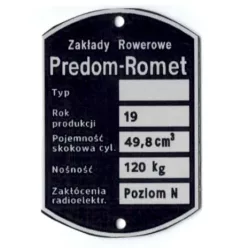 Adattábla, ROMET KOMAR 2330 PL