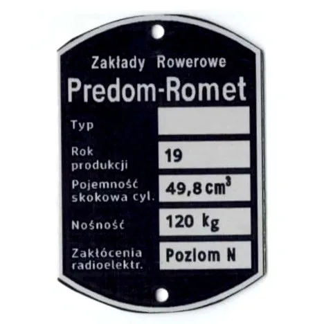 Adattábla, ROMET MOTORYNKA PONY 50-M2-W PL