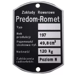 Adattábla, ROMET MOTORYNKA PONY 50, 1980-ig, PL