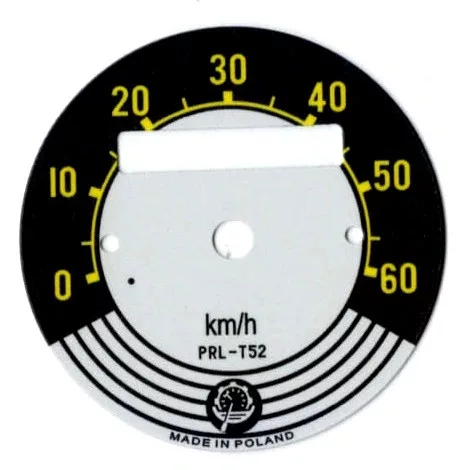 Sebességmérő számlap, ROMET KOMAR, 60KM/H, PRL T-52 PL