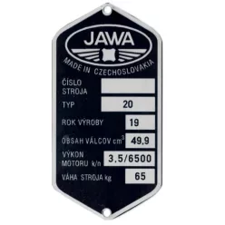 Adattábla, JAWA 50 TYPE 20, világos logó, PL