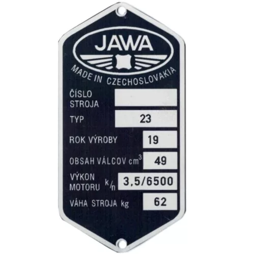 Adattábla, JAWA 50 TYPE 23 PL
