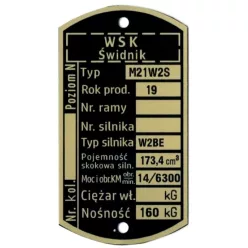 Adattábla, WSK 175 M21W2S2 (W2BE ENGINE) PL