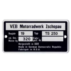 Adattábla, MZ TS 250 PL