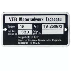 Adattábla, MZ TS 250B/2 PL