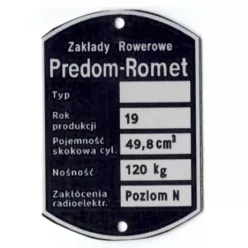 Adattábla, ROMET KOMAR 2350 PL