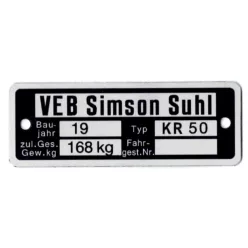 Adattábla, SIMSON KR50 PL