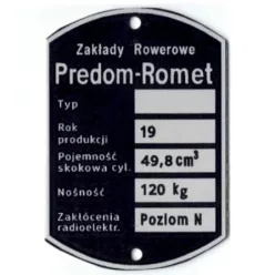 Adattábla, ROMET KADET M780W PL