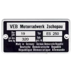 Adattábla, MZ ES 250 TYPE 2 PL