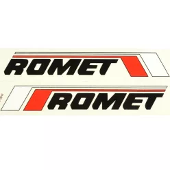   Benzin üzemanyagtartály (tank) matrica, fekete, piros, fehér készlet, ROMET, lengyel