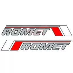   Benzin üzemanyagtartály (tank) matrica, szürke, piros, fehér, ROMET, lengyel, szett