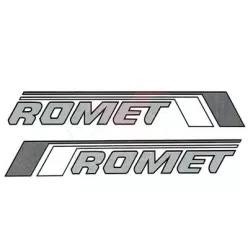   Benzin üzemanyagtartály (tank) matrica, szürke fehér, szürke, ROMET, lengyel, szett