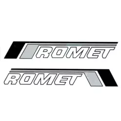   Benzin üzemanyagtartály (tank) matrica, fehér, szürke, fekete, ROMET, lengyel, szett