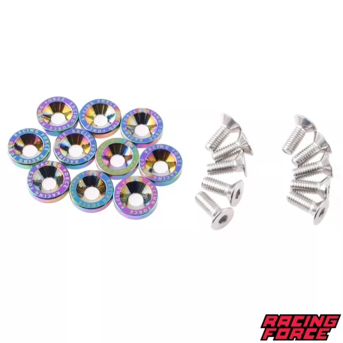 Dísz alátét és csavar készlet, M6, eloxált, NEOCHROME, 10 db, RACING FORCE